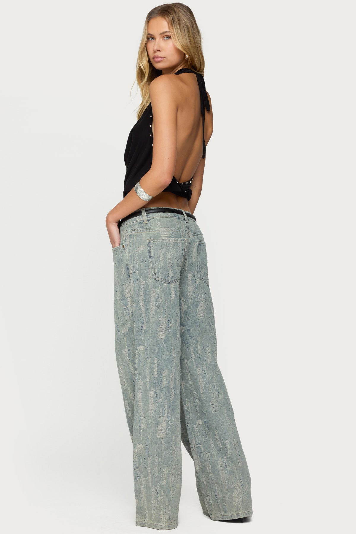 Irina Stud Cowl Neck Halter Top