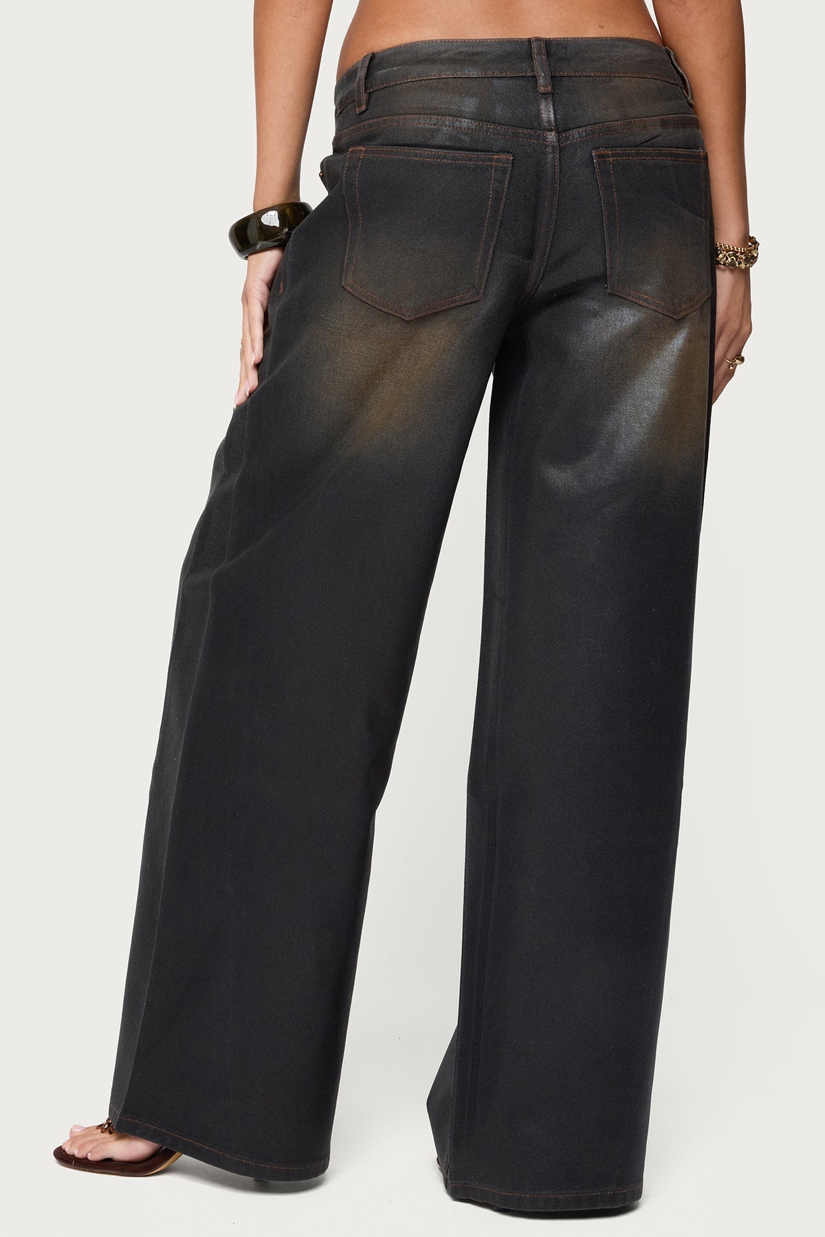 Oversized Mud Wash Low Rise Jeans