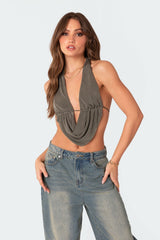 Scoop Neck Open Back Crop Top