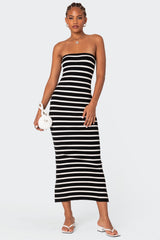 Knit Back Slitted Maxi Dress