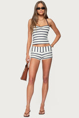 Lorenza Striped Fold Over Shorts