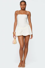Ribbed Bubble Skirt Mini Dress