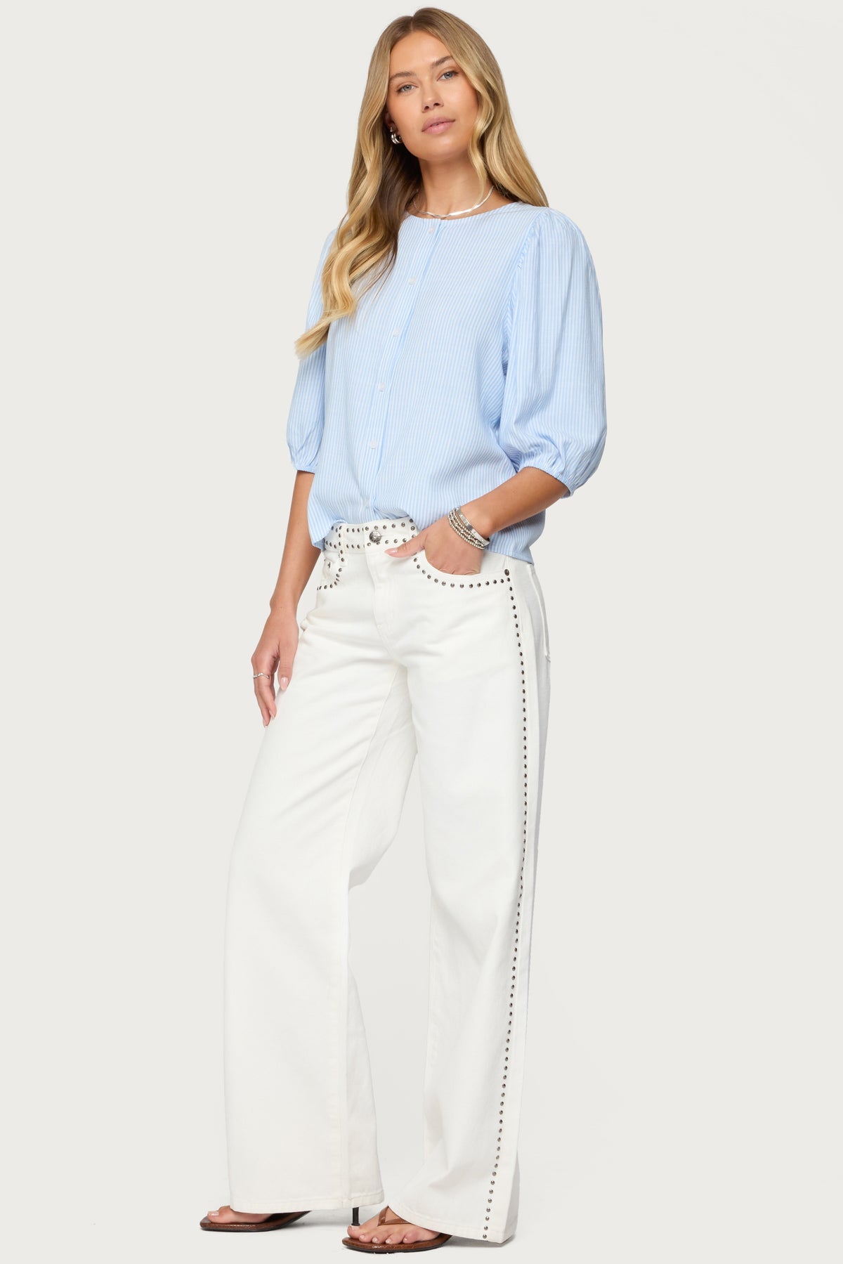 Quincy Studded Low Rise Jeans