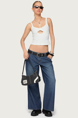 Petite Cory Striped Low Rise Jeans