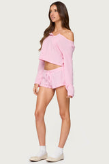 Teddy Cropped Waffle Top