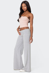 Wide Leg Fold Over Trousers