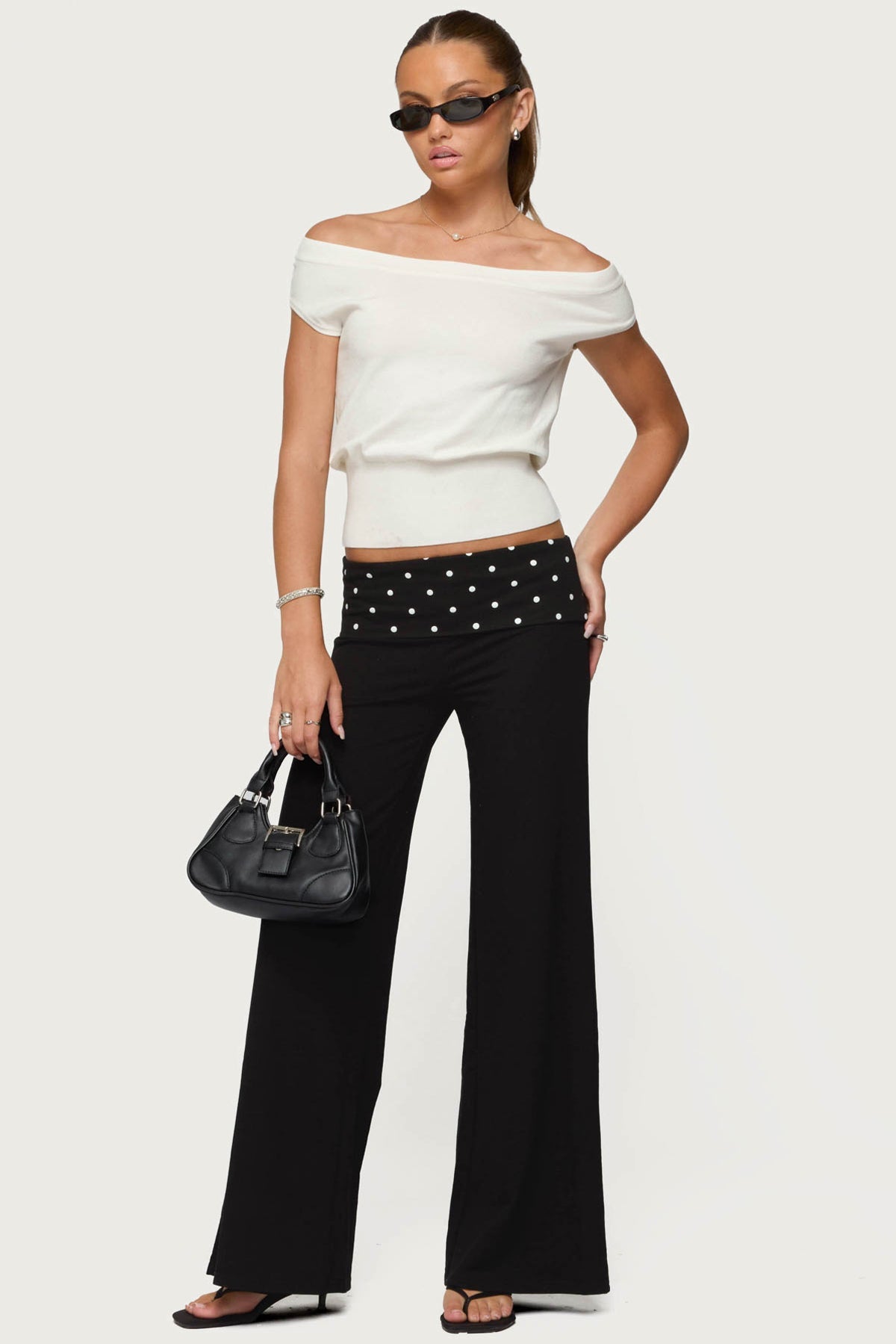 Reeva Polka Dot Fold Over Trousers