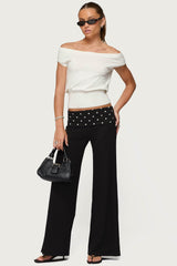 Reeva Polka Dot Fold Over Trousers