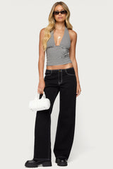 Contrast Stitch Low Rise Jeans