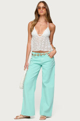 Meela Sequin Net Halter Top