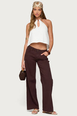 Oliviana Linen Look Halter Top