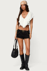 Deena Ruffled V Neck Top