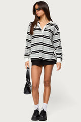 Renya Striped Long Sleeve Polo Top
