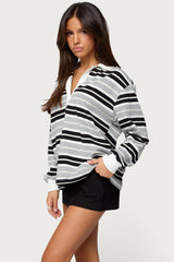 Renya Striped Long Sleeve Polo Top