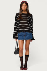 Striped Drop Shoulder Light Knit Sweater