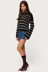 Striped Drop Shoulder Light Knit Sweater
