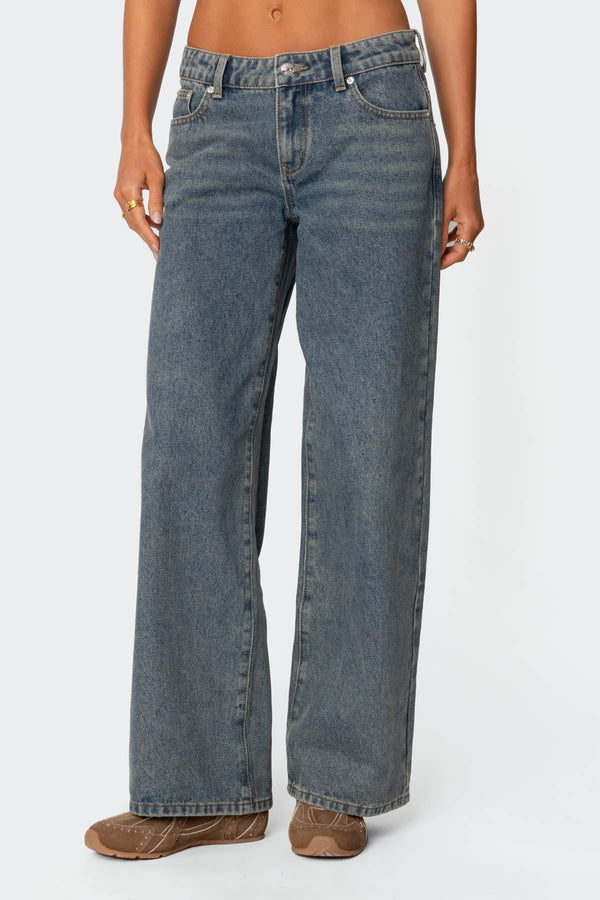 Leopard Heart Washed Jeans