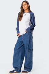 Oversized Raglan Long Sleeve T Shirt
