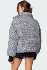 Oversized Gingham Puffer