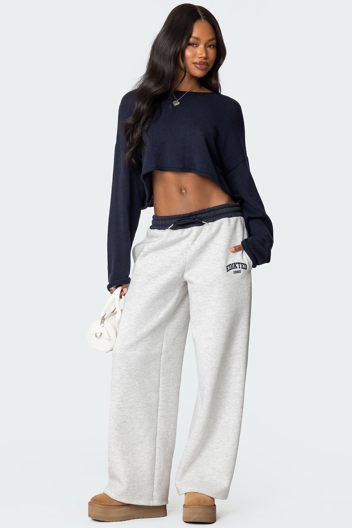 Edikted Contrast Embroidered Joggers