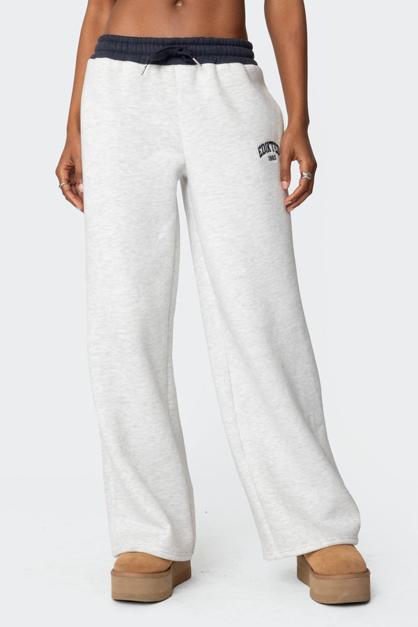 Edikted Contrast Embroidered Joggers