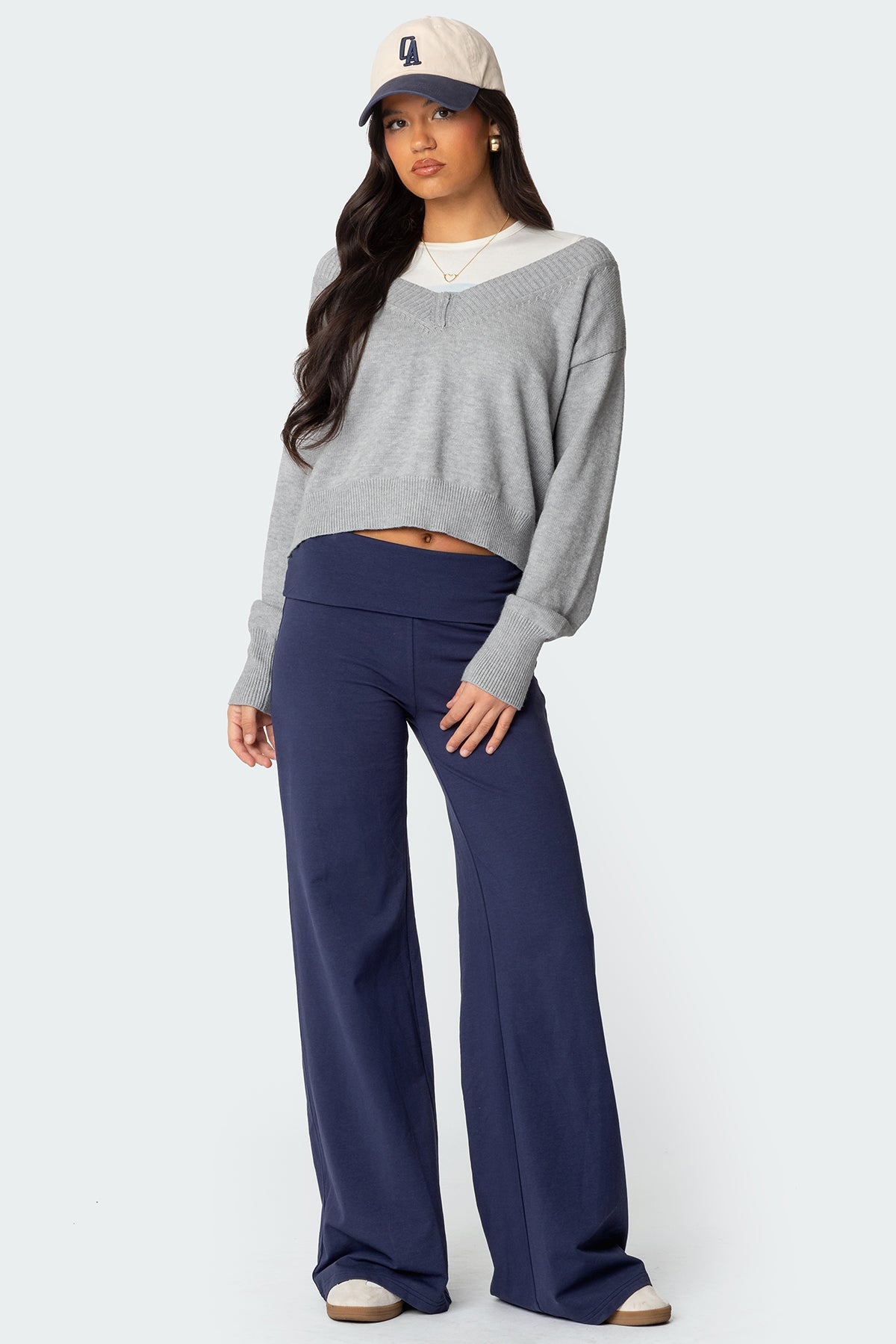 Wide Leg Fold Over Trousers