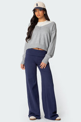 Wide Leg Fold Over Trousers