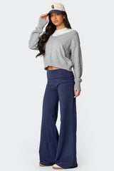 Wide Leg Fold Over Trousers