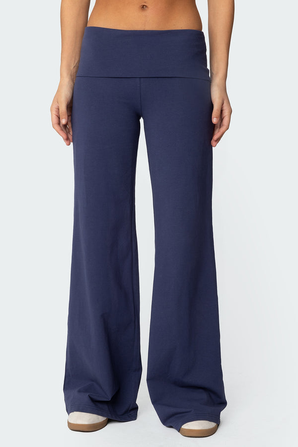 Wide Leg Fold Over Trousers