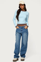 Contrast Layered Look Long Sleeve T Shirt
